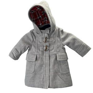 Baby B Gosh Hooded Coat Peacoat size 6 mos Gray Toggle Buttons Dressy NWOT